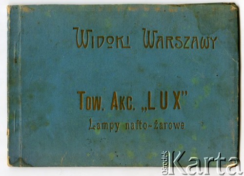 Przed 1914, Warszawa, Królestwo Polskie, Cesarstwo Rosyjskie.
Okładka albumu ze zdjęciami i reklamami 