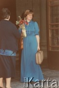 22-25.08.1986, Lund, Szwecja. 
Skrzypaczka Anna Preyss przed koncertem w katedrze, który został zorganizowany podczas europejskiego zjazdu CSSO - 