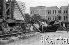 1990, Warszawa, Polska.
Katastrofa budowlana: zwalony żuraw przy ulicy Gwiaździstej.
Fot. Artur Polit, zbiory Fundacji Ośrodka KARTA