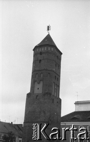 1982, Pułtusk, Polska..
Wieża ratuszowa.
Fot. Artur Polit, zbiory Fundacji Ośrodka KARTA