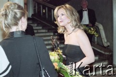 03.03.2003, Warszawa, Polska.
Gala Nagród Akademii Telewizyjnej Wiktory 2002 w Teatrze Wielkim, n/z Grażyna Torbicka.
Fot. Artur Polit, zbiory Fundacji Ośrodka KARTA