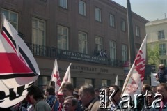 09.05.1995, Warszawa, Polska.
Demonstracja robotników Zakładów Mechanicznych Ursus na Nowym Świecie.
Fot. Artur Polit, zbiory Fundacji Ośrodka KARTA