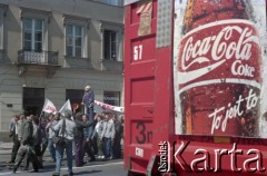 09.05.1995, Warszawa, Polska.
Demonstracja robotników Zakładów Mechanicznych Ursus na Nowym Świecie.
Fot. Artur Polit, zbiory Fundacji Ośrodka KARTA