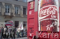 09.05.1995, Warszawa, Polska.
Demonstracja robotników Zakładów Mechanicznych Ursus na Nowym Świecie.
Fot. Artur Polit, zbiory Fundacji Ośrodka KARTA