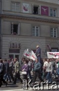 09.05.1995, Warszawa, Polska.
Demonstracja robotników Zakładów Mechanicznych Ursus na Nowym Świecie.
Fot. Artur Polit, zbiory Fundacji Ośrodka KARTA