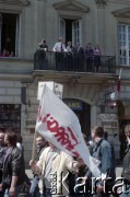 09.05.1995, Warszawa, Polska.
Demonstracja robotników Zakładów Mechanicznych Ursus na Nowym Świecie.
Fot. Artur Polit, zbiory Fundacji Ośrodka KARTA