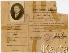 22.02.1929. Świadectwo tożsamości Juljana Kołodzieja. W treści dokumentu m.in. 