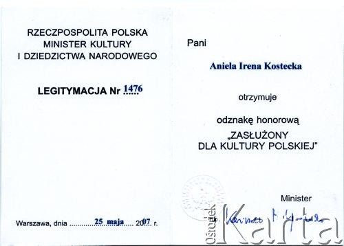 25.05.2007, Warszawa, Polska.
Odznaka honorowa 