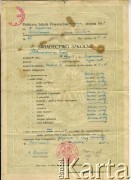 21.06.1938, Święciany, Polska.
Świadectwo szkolne Teresy Mituniewiczówny.
Zbiory Archiwum Historii Mówionej Ośrodka KARTA i Domu Spotkań z Historią, udostępniła Teresa Żuromska w ramach projektu 